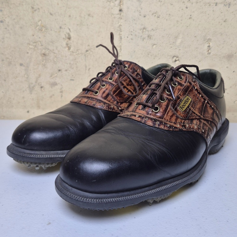 Footjoy Dryjoys Tour Golf Shoes Black Brown Gator Saddle Contour Series‎ 53729